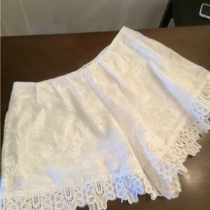 L'ATISTE White Eyelet Embroidered Skirt